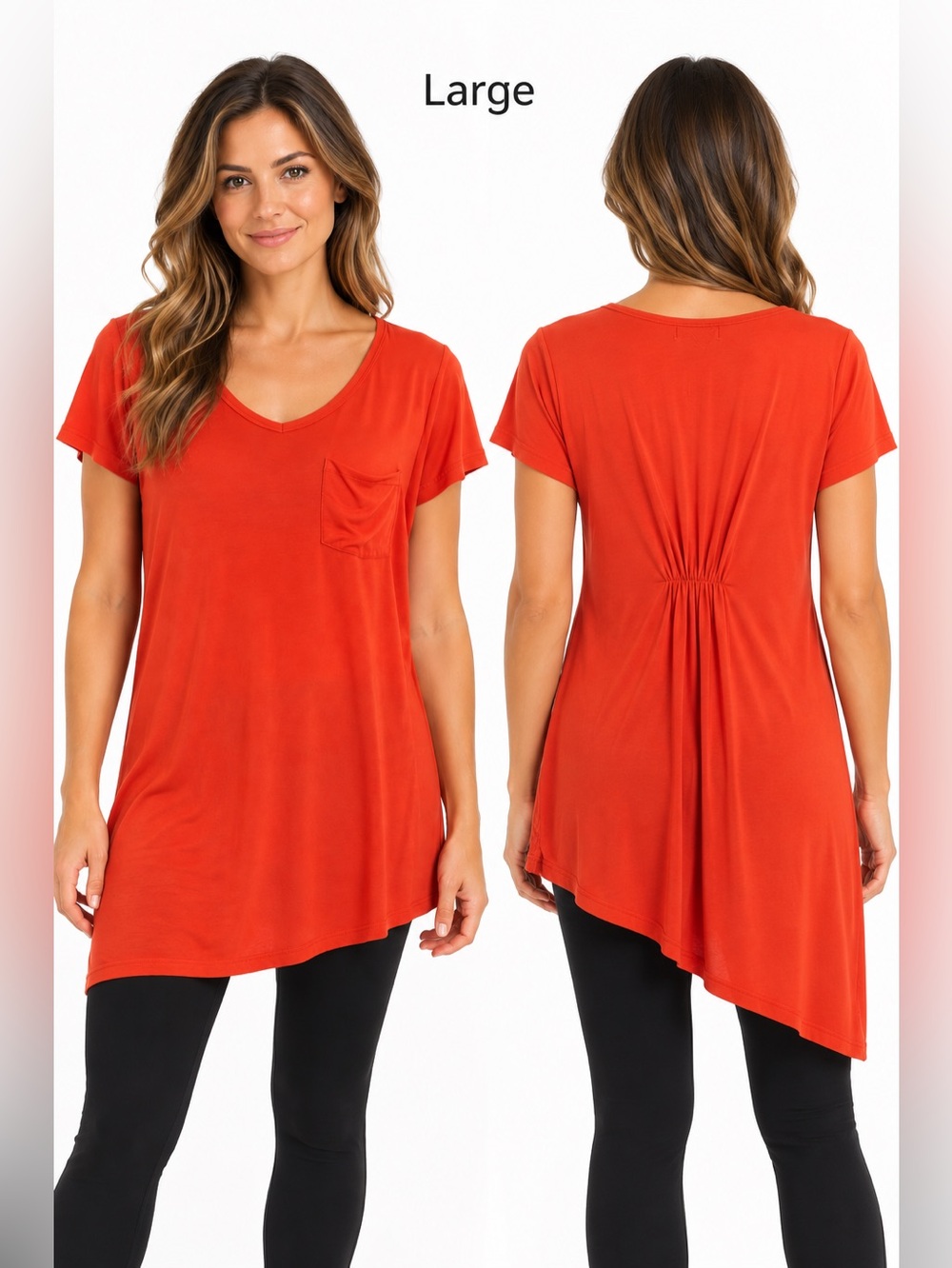 SPIRITED Randolph Duke Long Asymmetrical Orange Tee